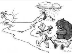 Artikel Chronischer Schmerz, Charikatur einer Person mit Monster