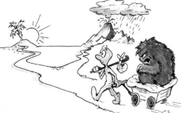 Artikel Chronischer Schmerz, Charikatur einer Person mit Monster