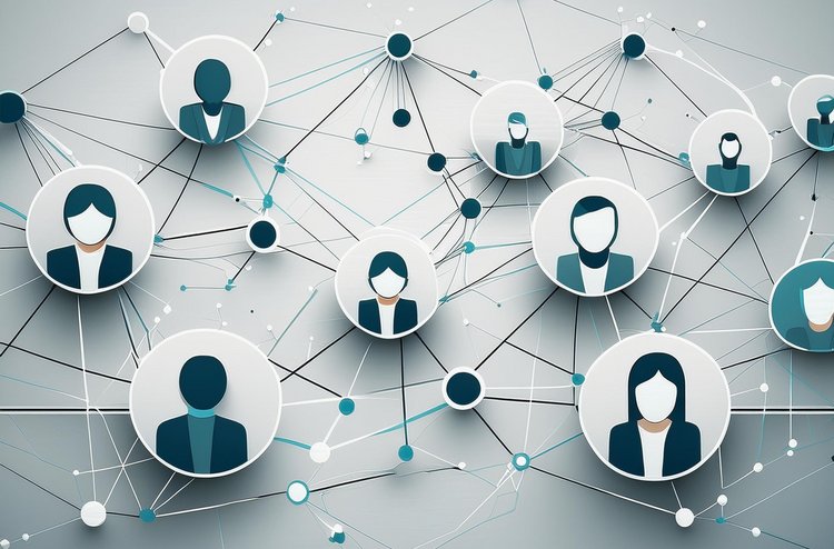 Illustration von mitaneinder verbundenen Personen