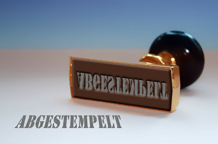 Stempel mit dem Wort ABGESTEMPELT